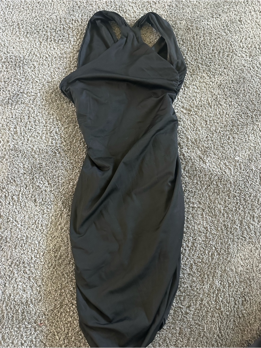 Black Ruched Halter Dress - Picture 2 of 3